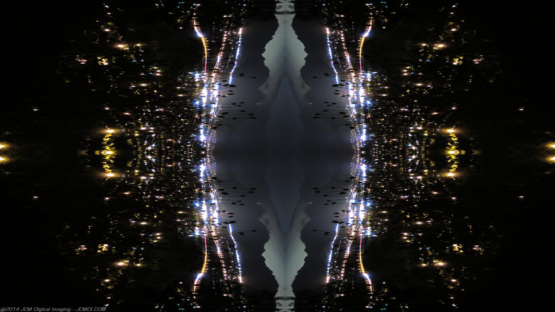Abstract quadroscopic artwork made from long exposure night images
